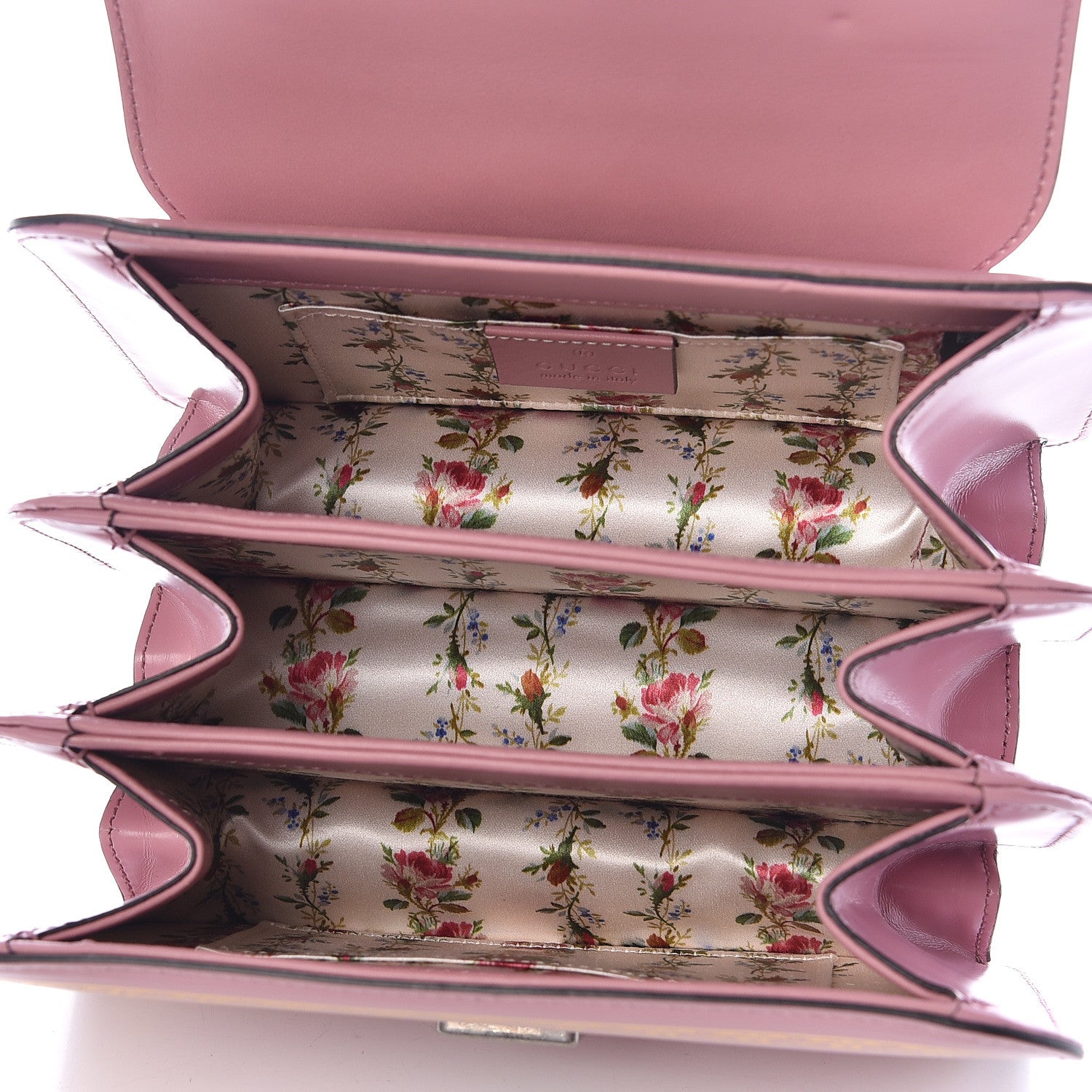 Gucci Calfskin Bamboo Crystal Mini Thiara Top Handle Bag Carmine Rose Gold 7 of 17