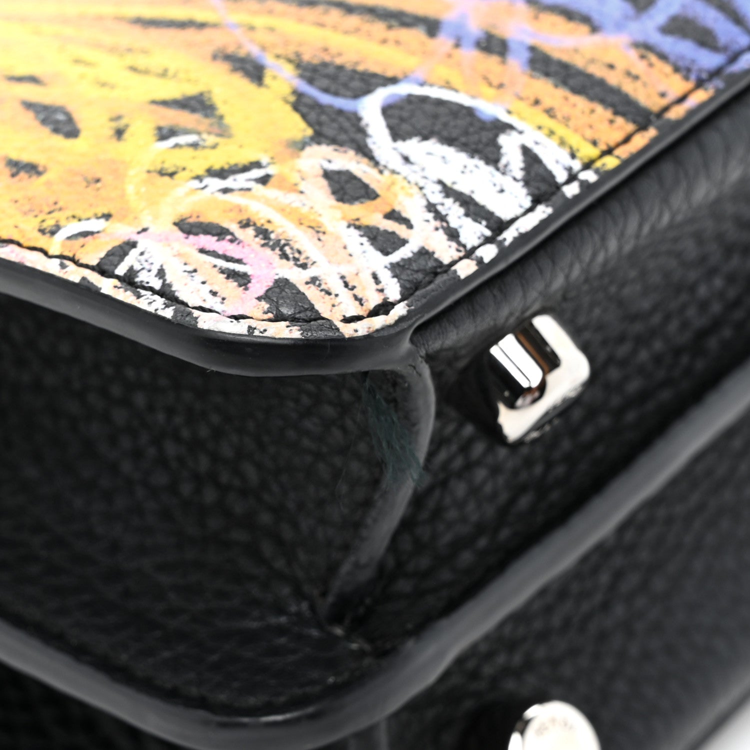 Fendi X NOEL FIELDING Cuoio Romano Painted Mini Peekaboo I SEE U Satchel Black Multicolor 13 of 17