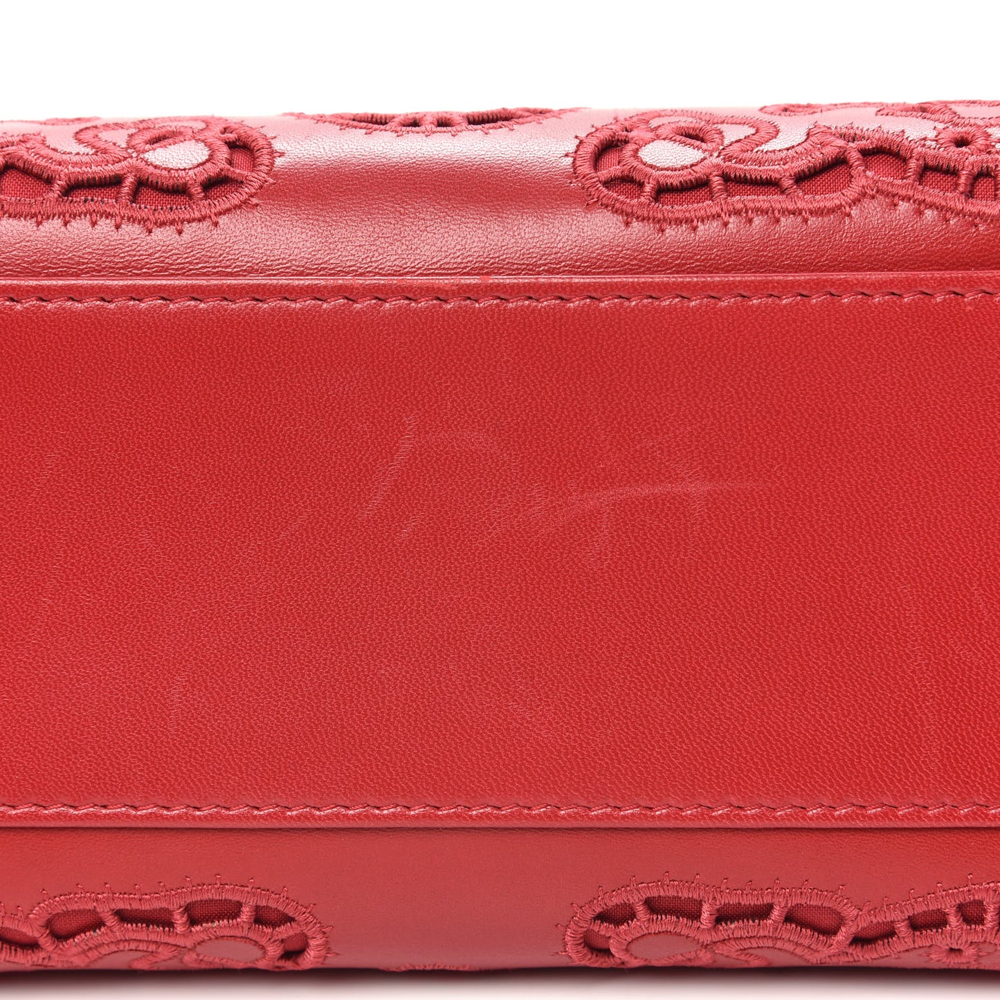 Lambskin Medium Embroidered Laser Cut Miss Sicily Satchel Red