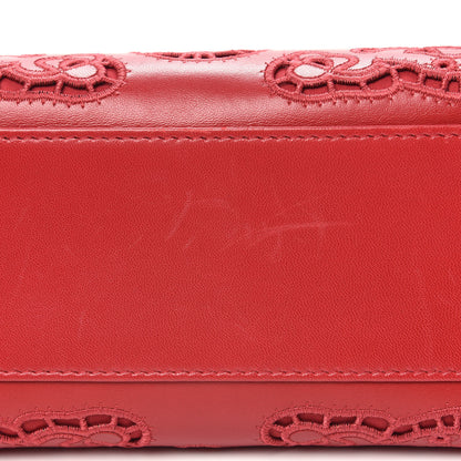 Dolce & Gabbana Lambskin Medium Embroidered Laser Cut Miss Sicily Satchel Red 10 of 14