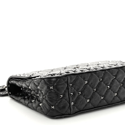 Valentino Garavani Craquele Nappa Medium Rockstud Spike Shoulder Bag Black 8 of 10
