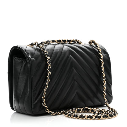 Chanel Calfskin Chevron Quilted Mini Statement Flap Black 3 of 11
