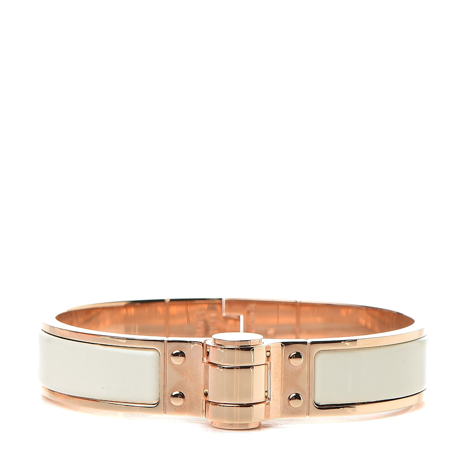 Hermes Enamel Charniere Uni Narrow Hinged Bracelet S Pannacotta 1 of 7