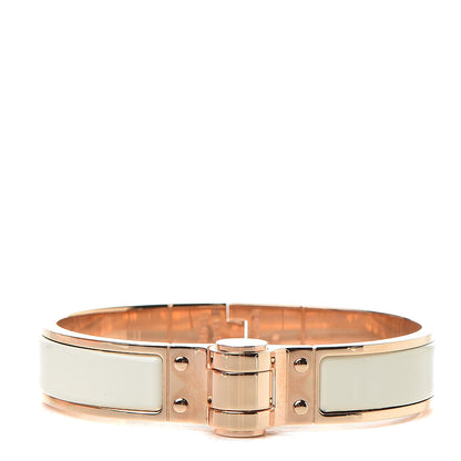 Hermes Enamel Charniere Uni Narrow Hinged Bracelet S Pannacotta 1 of 7