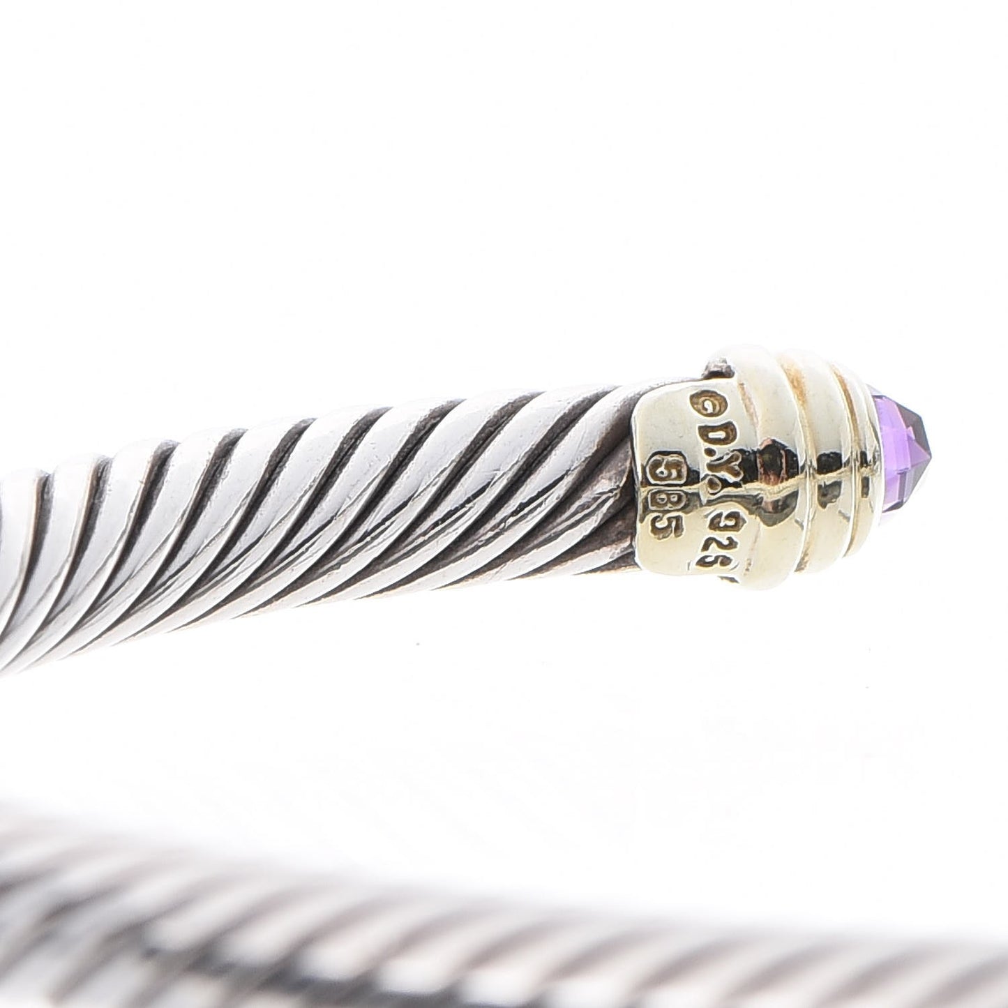 Sterling Silver 14K Yellow Gold Amethyst 5mm Cable Classics Petite Color Bracelet