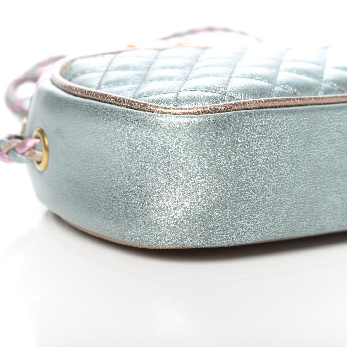 Laminated Nappa Trapuntata Mini Zumi Dome Shoulder Bag Rosa Lago Rame