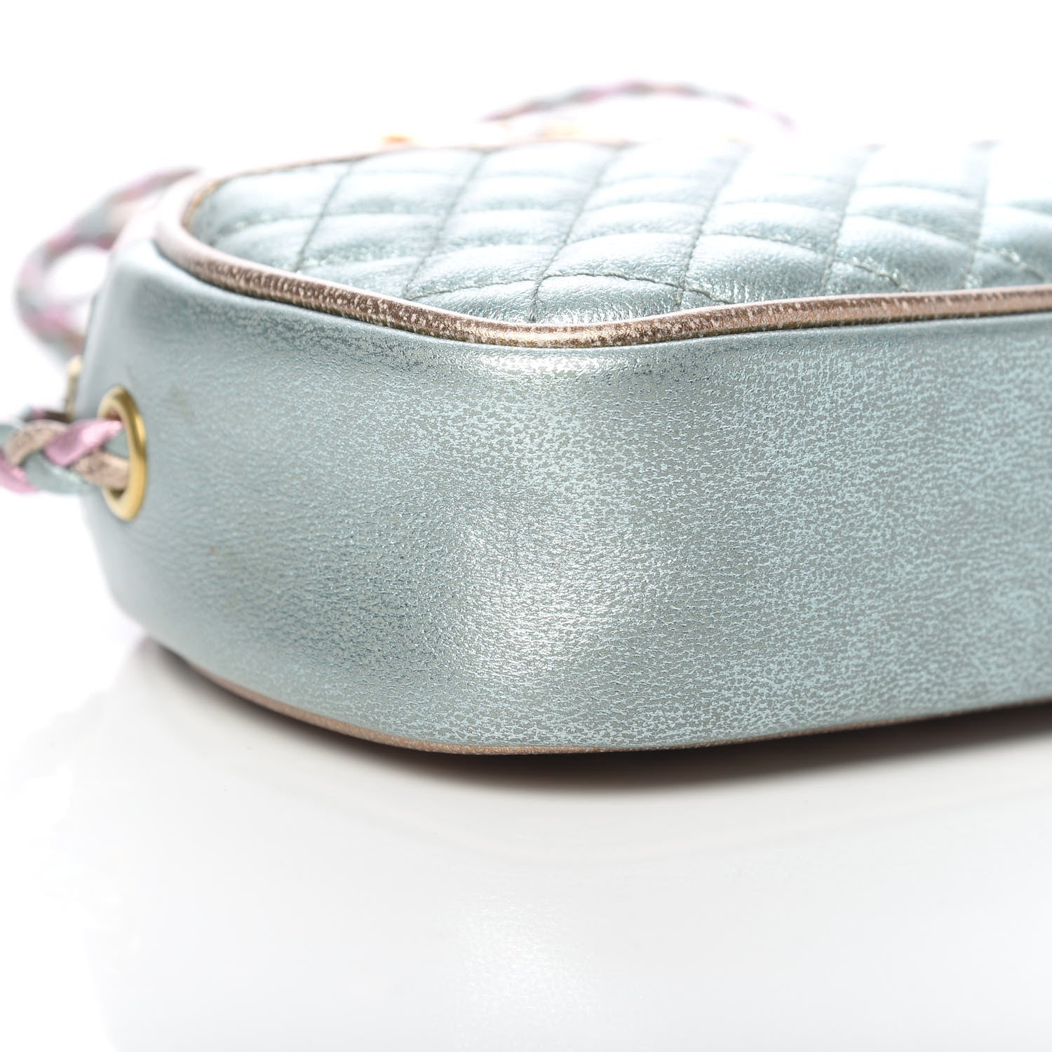 Gucci Laminated Nappa Trapuntata Mini Zumi Dome Shoulder Bag Rosa Lago Rame 9 of 11