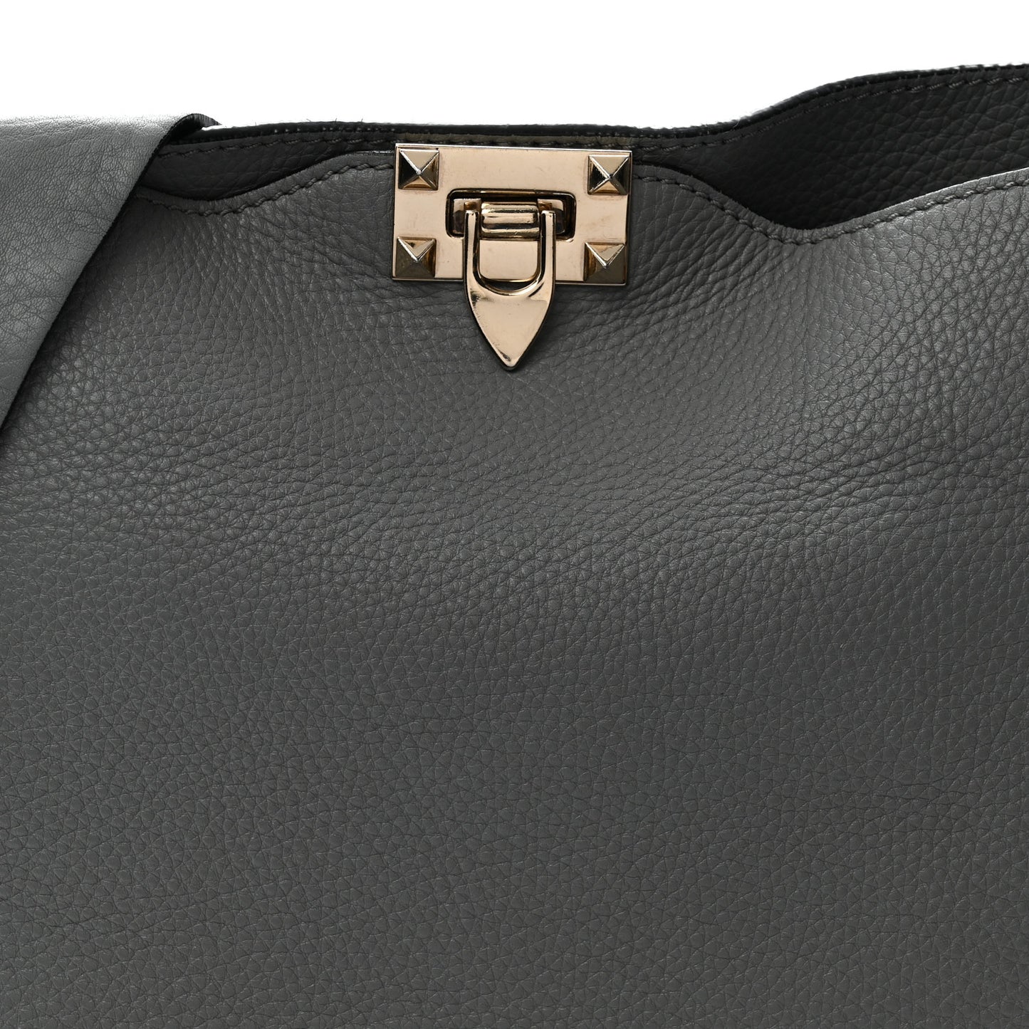 Pebbled Calfskin Small Rockstud Flip-Lock Messenger Bag Light Stone