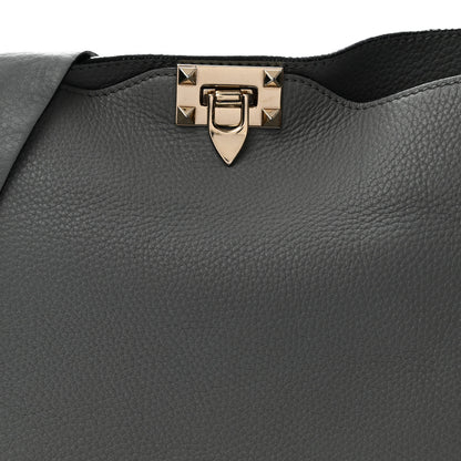 Valentino Garavani Pebbled Calfskin Small Rockstud Flip-Lock Messenger Bag Light Stone 1 of 11