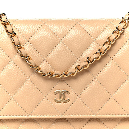 Chanel Caviar Quilted Wallet on Chain WOC Beige 9 of 12