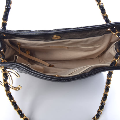 Chanel Crackled Patent Puzzle Tote Black 5 of 10