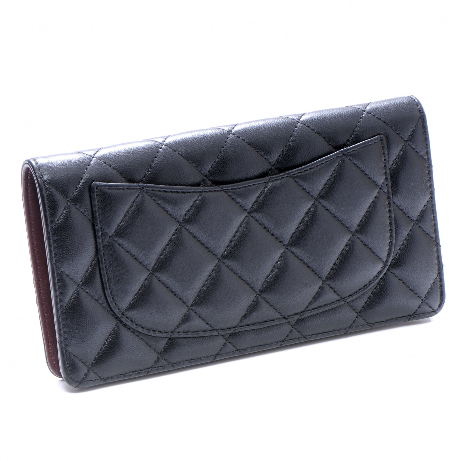 Chanel Lambskin Quilted Yen Wallet Black 3 of 8