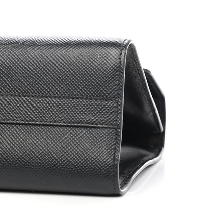 Prada Saffiano Cuir Calfskin Monochrome Robot Patches Envelope Flap Chain Shoulder Bag Black 8 of 8