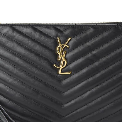 Saint Laurent Calfskin Matelasse Chevron Monogram A5 Wristlet Black 9 of 9