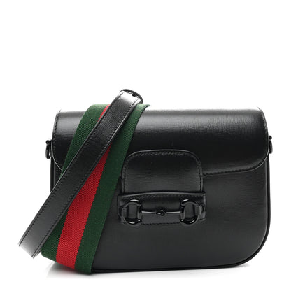 Gucci Azalea Calfskin Web Monochrome Small Horsebit 1955 Shoulder Bag Black 1 of 10