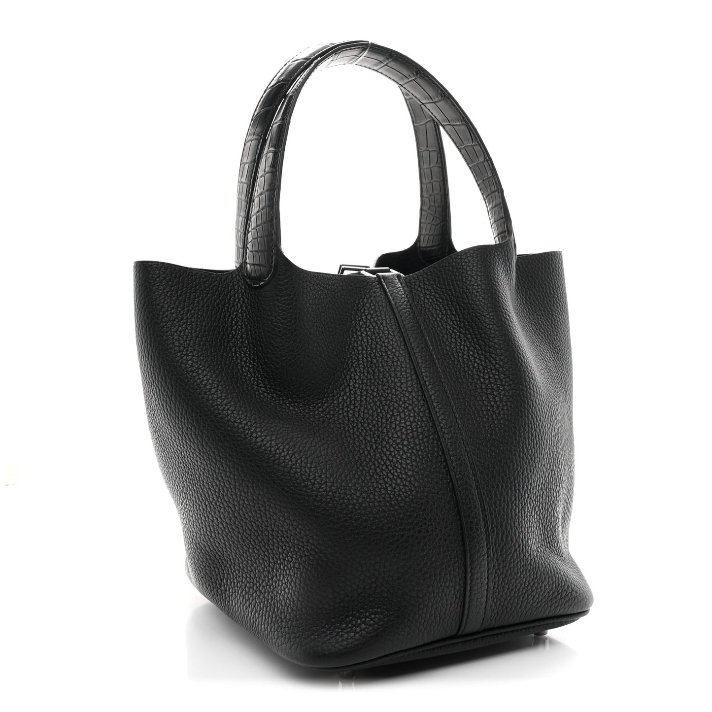 Taurillon Clemence Matte Alligator Picotin Lock Touch 22 MM Black