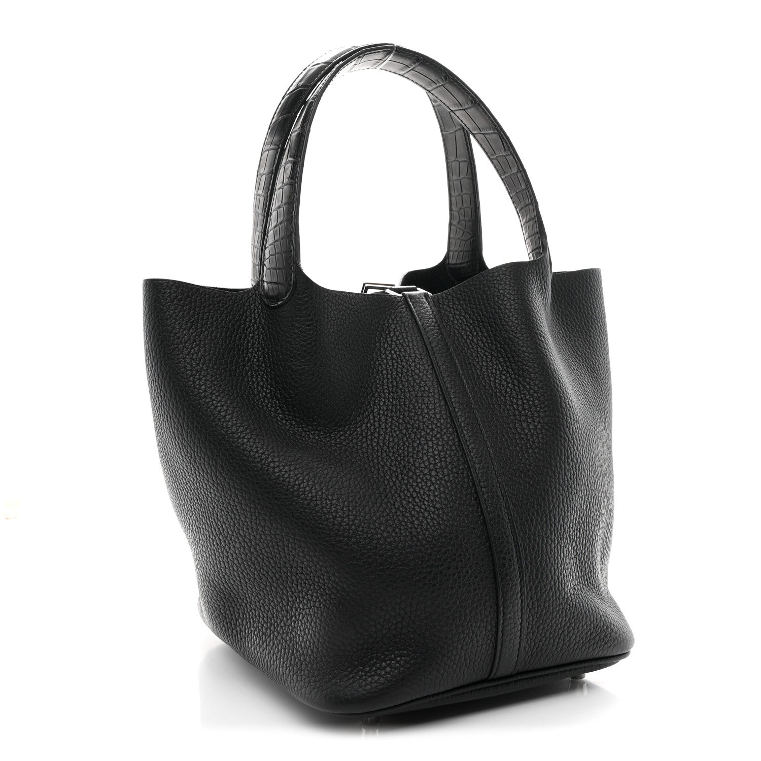 Hermes Taurillon Clemence Matte Alligator Picotin Lock Touch 22 MM Black 3 of 11