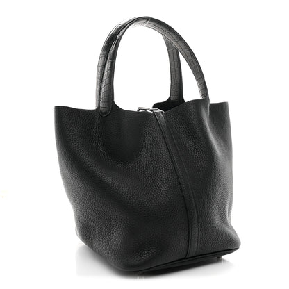 Hermes Taurillon Clemence Matte Alligator Picotin Lock Touch 22 MM Black 3 of 11
