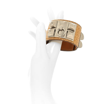 Hermes Matte Alligator Collier De Chien CDC Bracelet S Maize 2 of 5