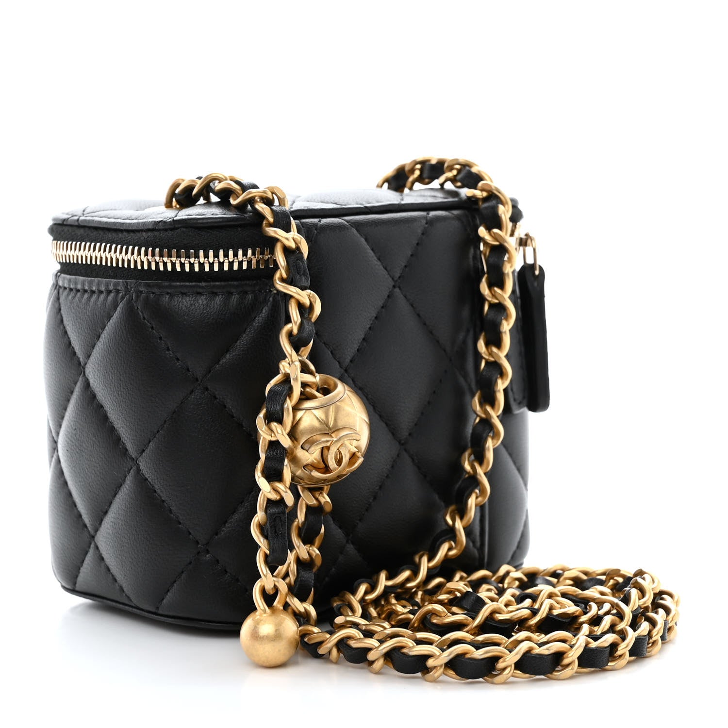 Chanel Lambskin Quilted Mini Pearl Crush Vanity Case With Chain Black 3 of 11