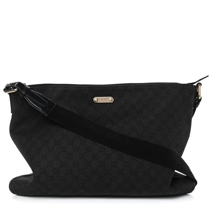 Gucci Denim Monogram Flat Messenger Bag Black 1 of 11