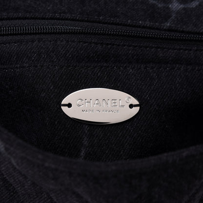 Chanel Denim Quilted CC Print Medium Single Flap Black 6 of 9
