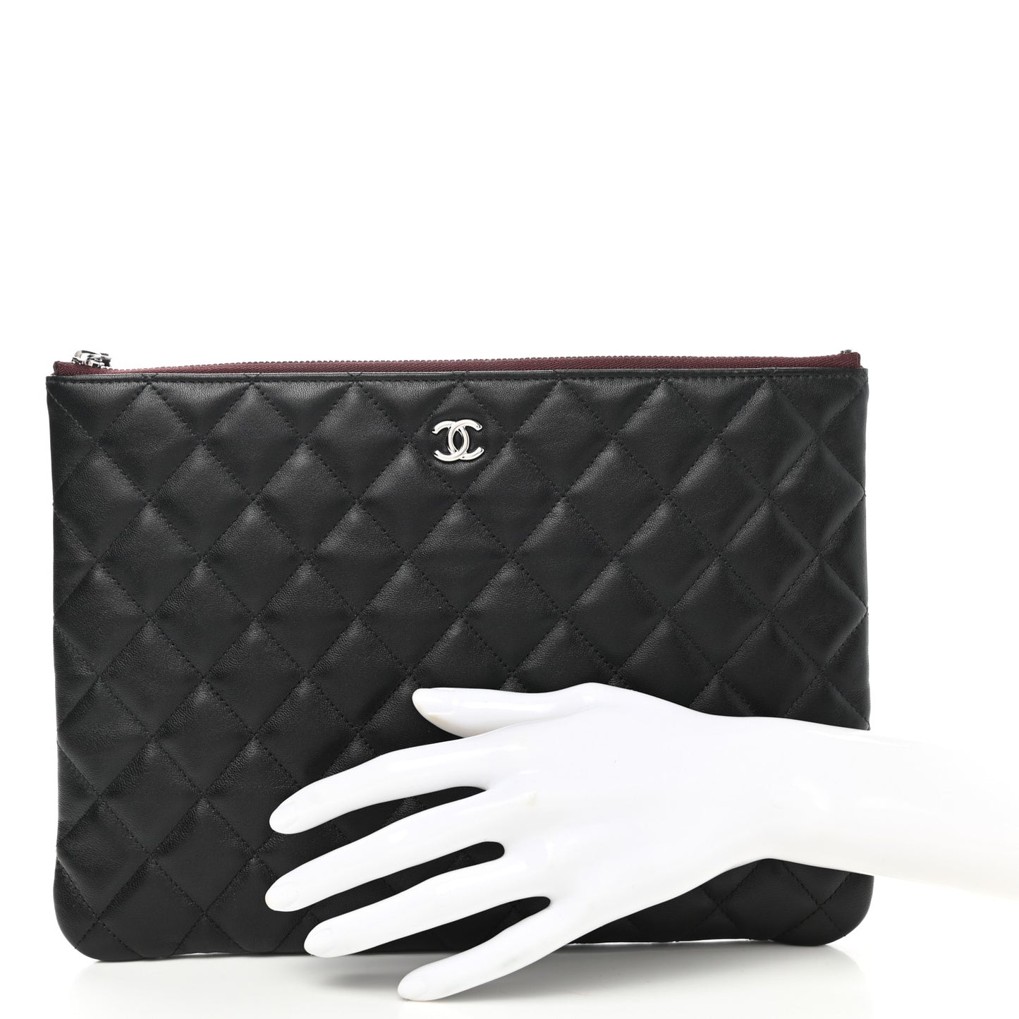 Lambskin Quilted Medium Cosmetic Case Black