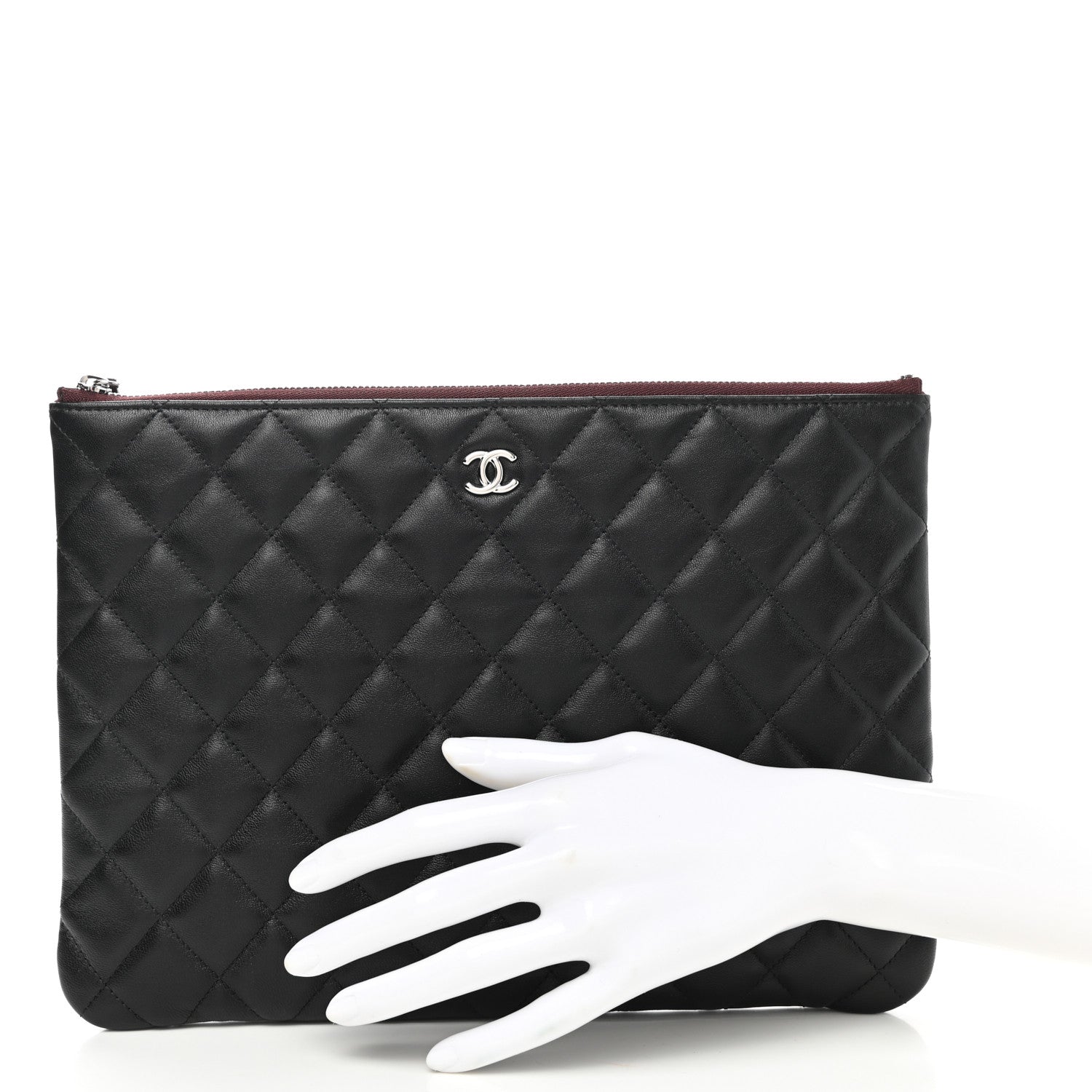 Chanel Lambskin Quilted Medium Cosmetic Case Black 2 of 8