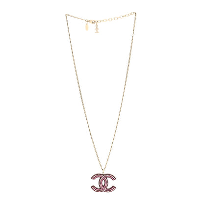 Chanel Resin Crystal CC Necklace Purple Pink 3 of 5