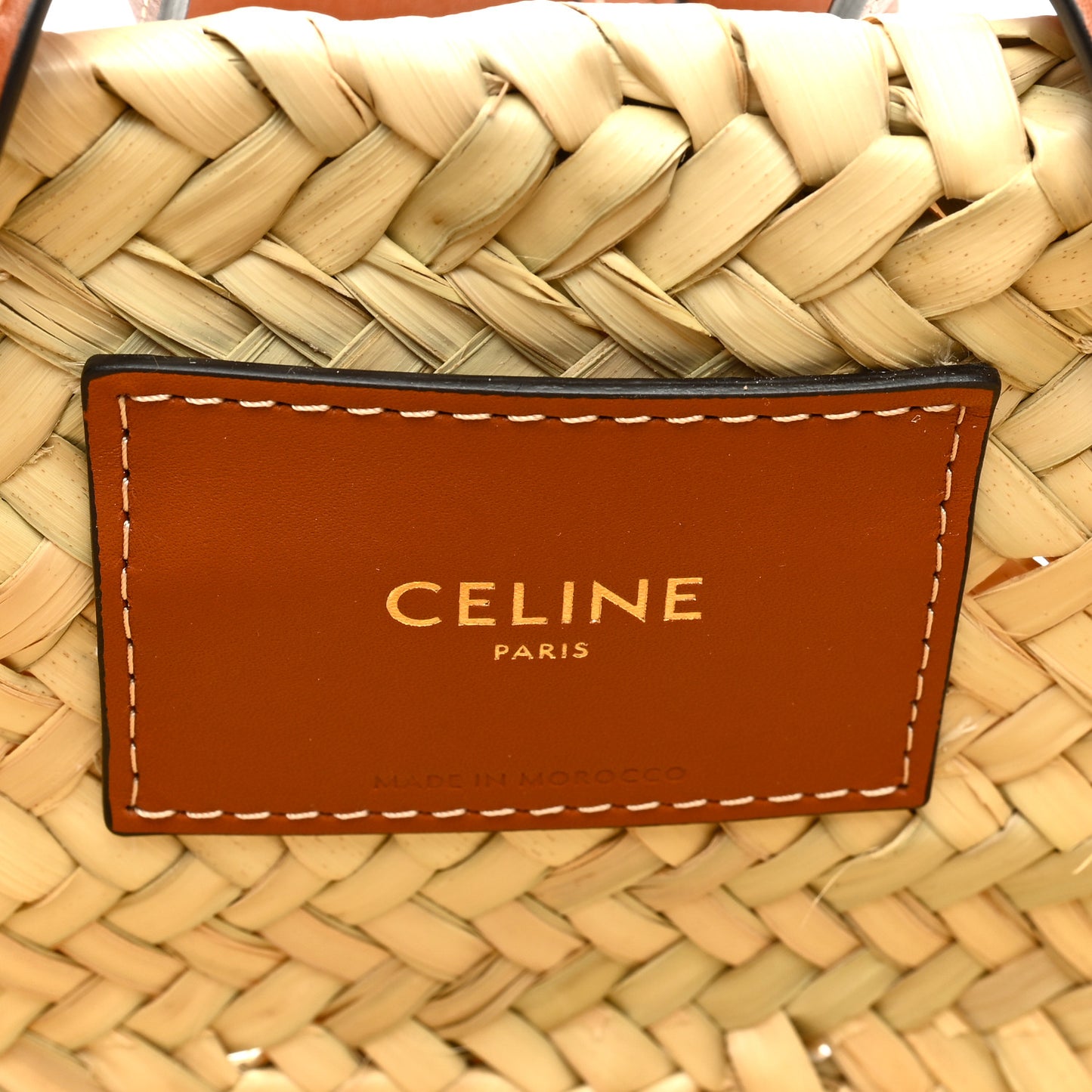Raffia Calfskin Triomphe Teen Panier Tan