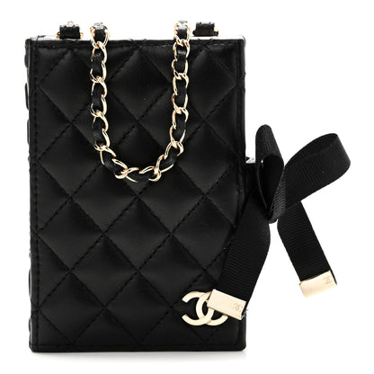 Chanel Lambskin Quilted Book Card Holder on Chain Black 1 of 9