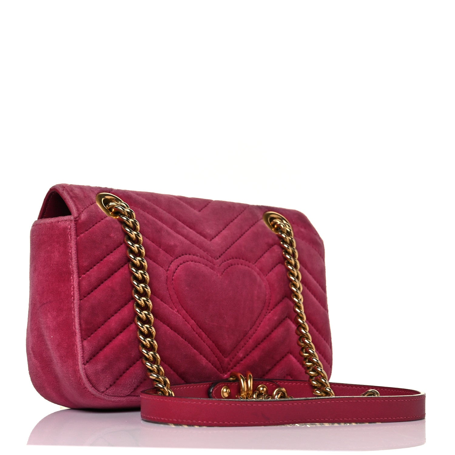 Gucci Velvet Matelasse Embroidered Mini GG Marmont Shoulder Bag Light Raspberry Rose 2 of 11