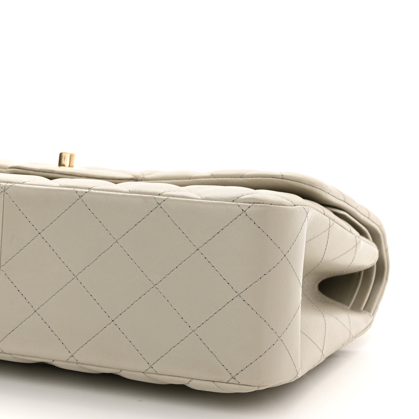 Lambskin Quilted Jumbo Double Flap Grey