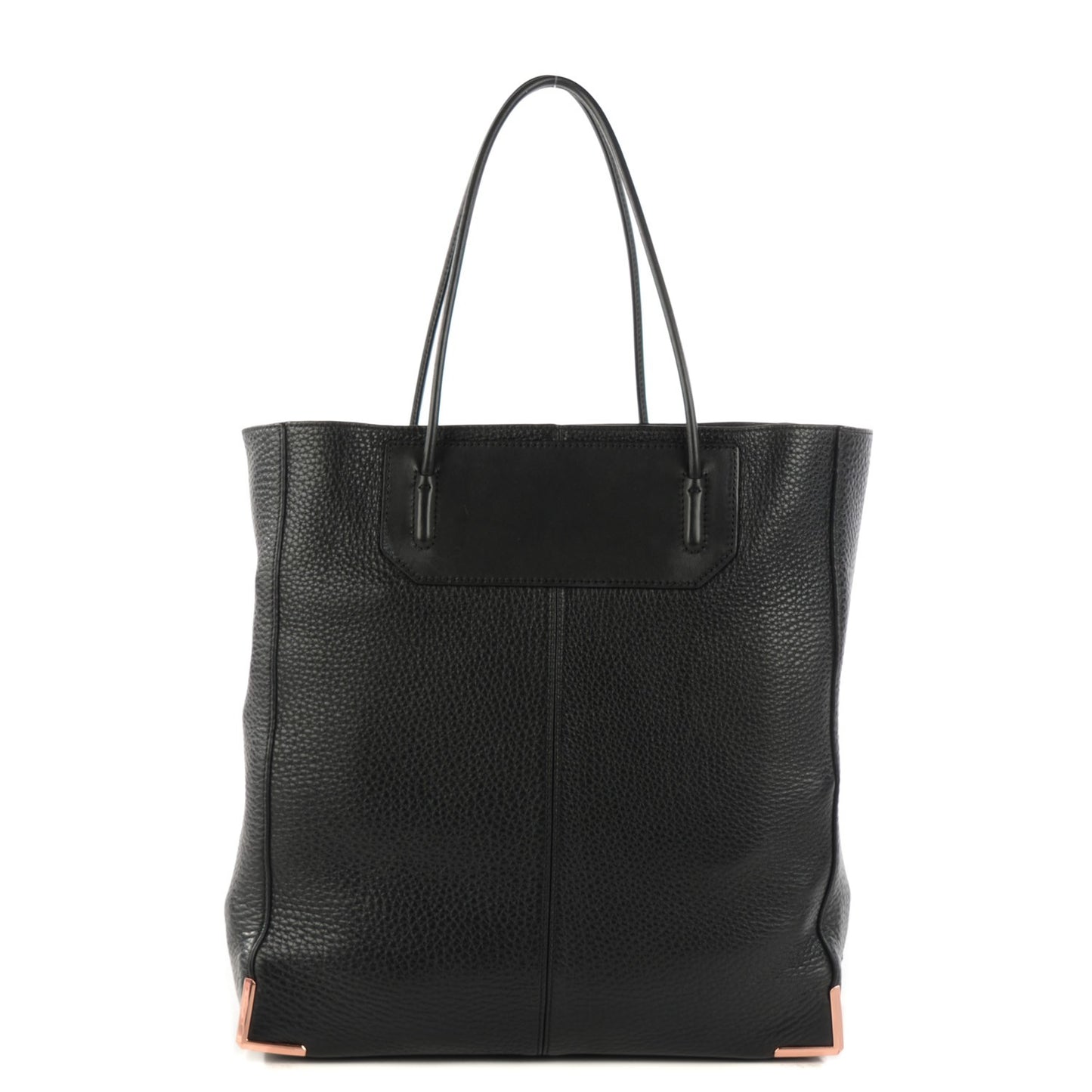 Pebbled Calfskin Prisma Skeletal Tote Black Rose Gold Hardware