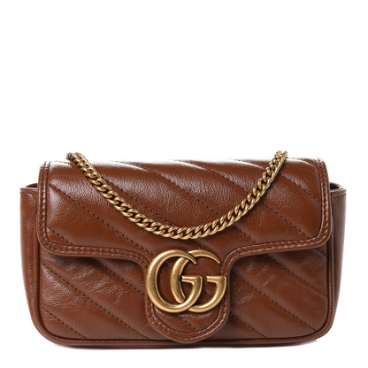 Gucci Azalea Calfskin Matelasse Diagonal Super Mini GG Marmont Shoulder Bag Cuir 1 of 13