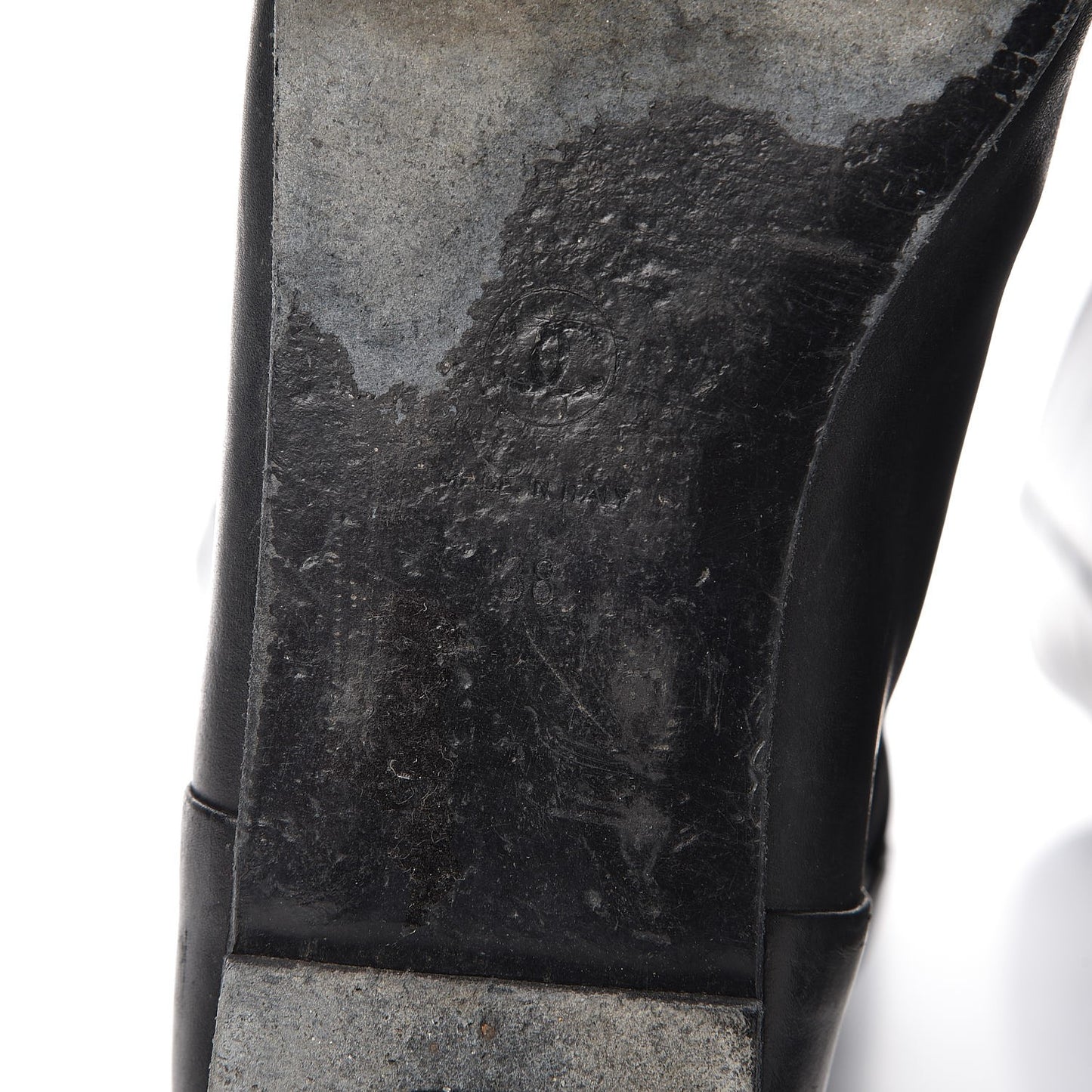 Lambskin Patent Cap Toe CC High Boots 38 Black