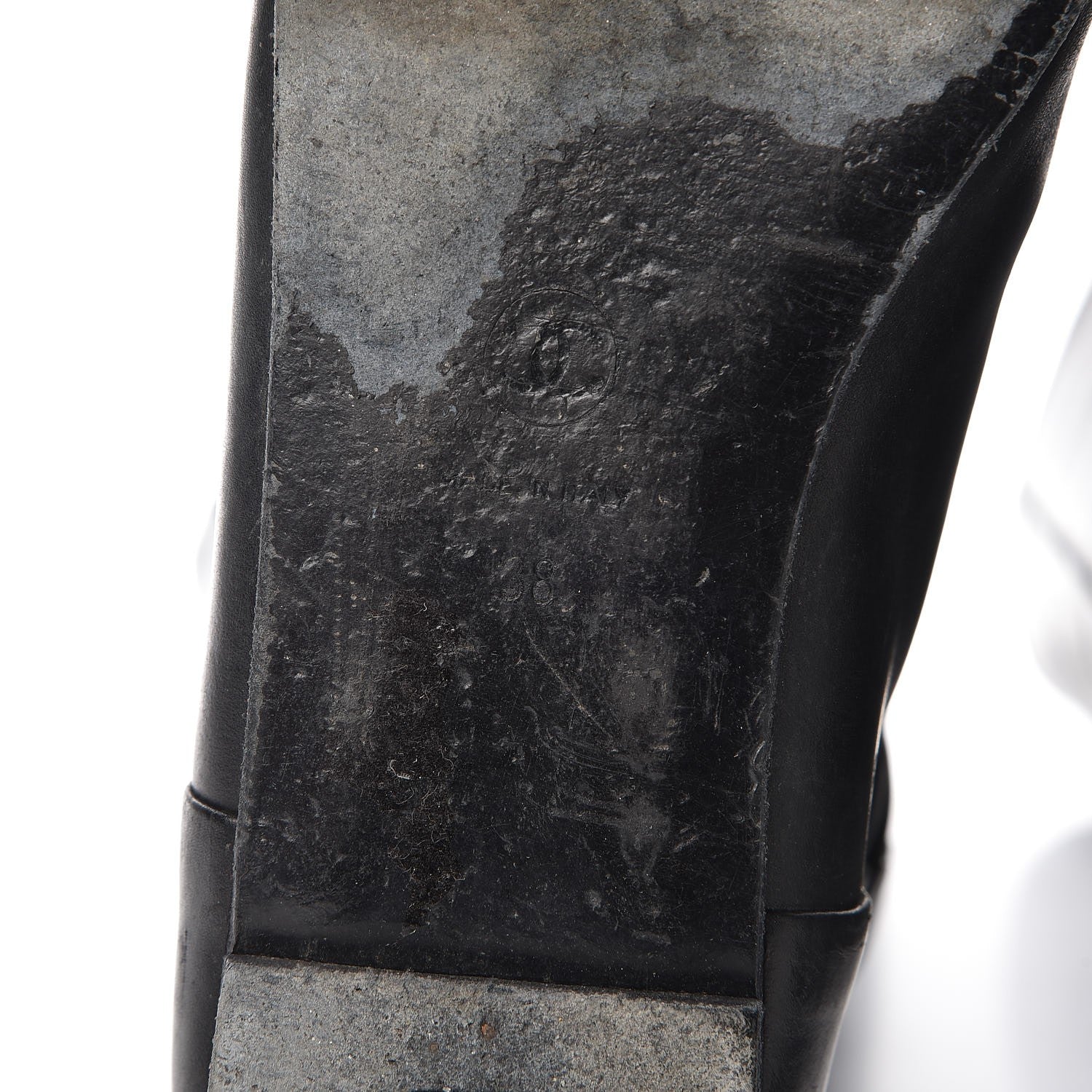 Chanel Lambskin Patent Cap Toe CC High Boots 38 Black 8 of 18
