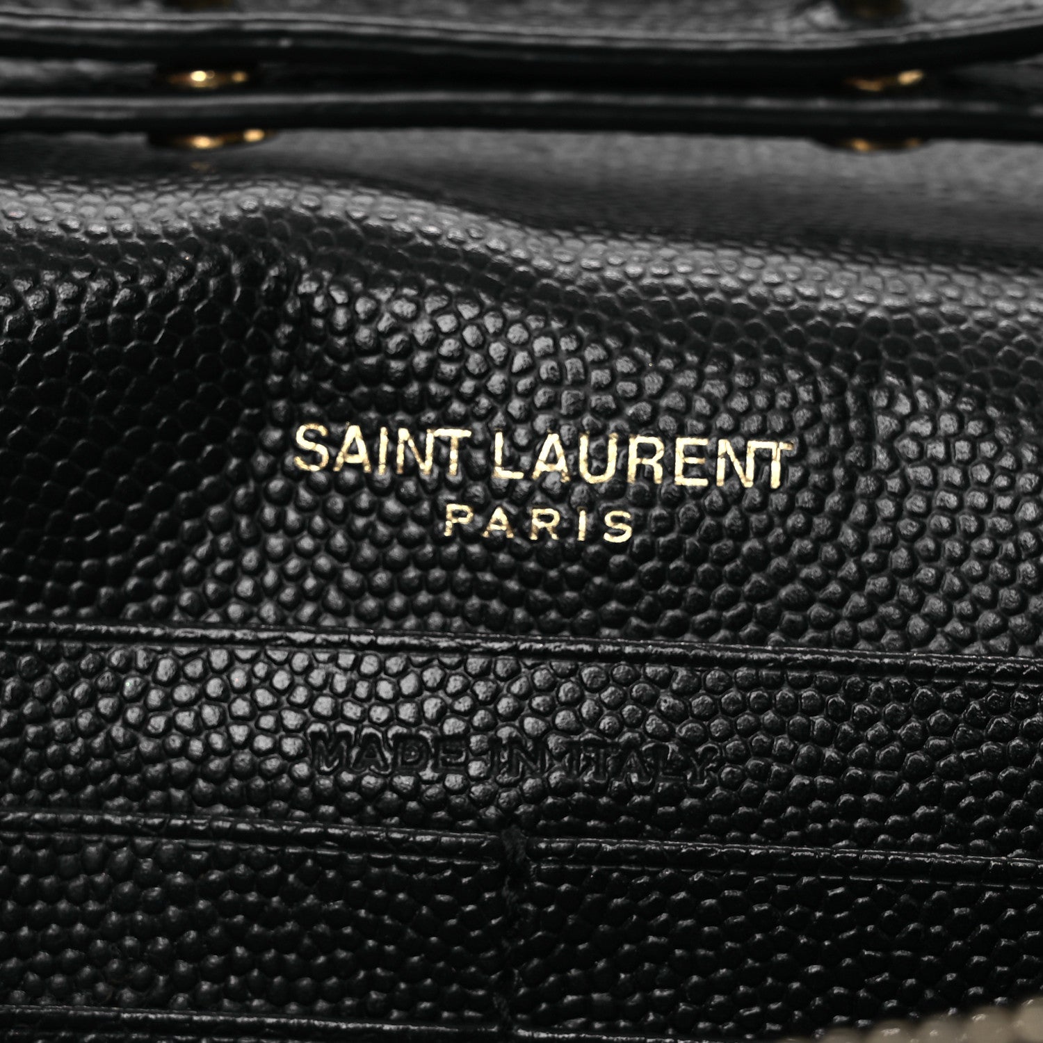 Saint Laurent Grain De Poudre Matelasse Chevron Monogram Chain Wallet Black 9 of 19
