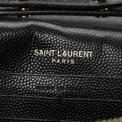 Saint Laurent Grain De Poudre Matelasse Chevron Monogram Chain Wallet Black 9 of 19
