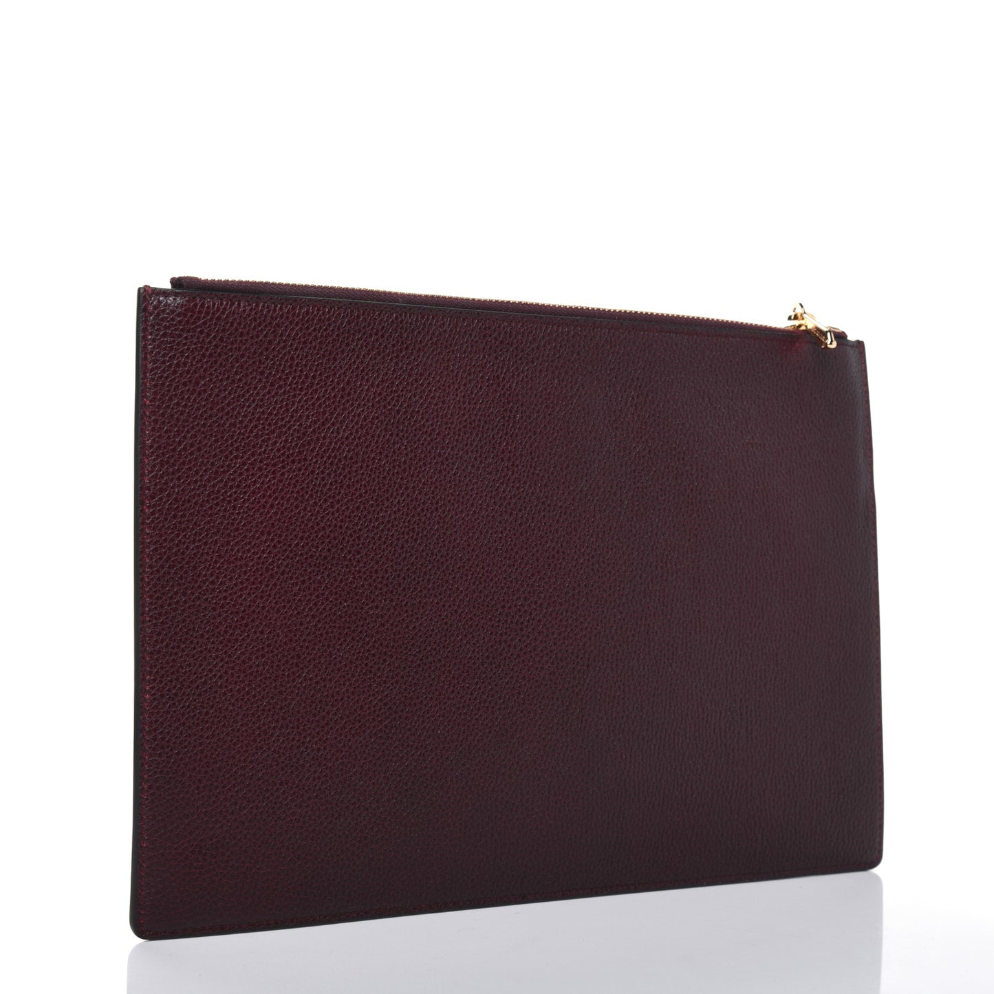 Grainy Calfskin Zumi Zip Pouch Vintage Bordeaux