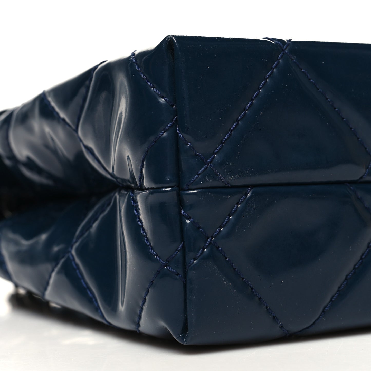 Vinyl Quilted In the Business Flap Bag Navy Blue