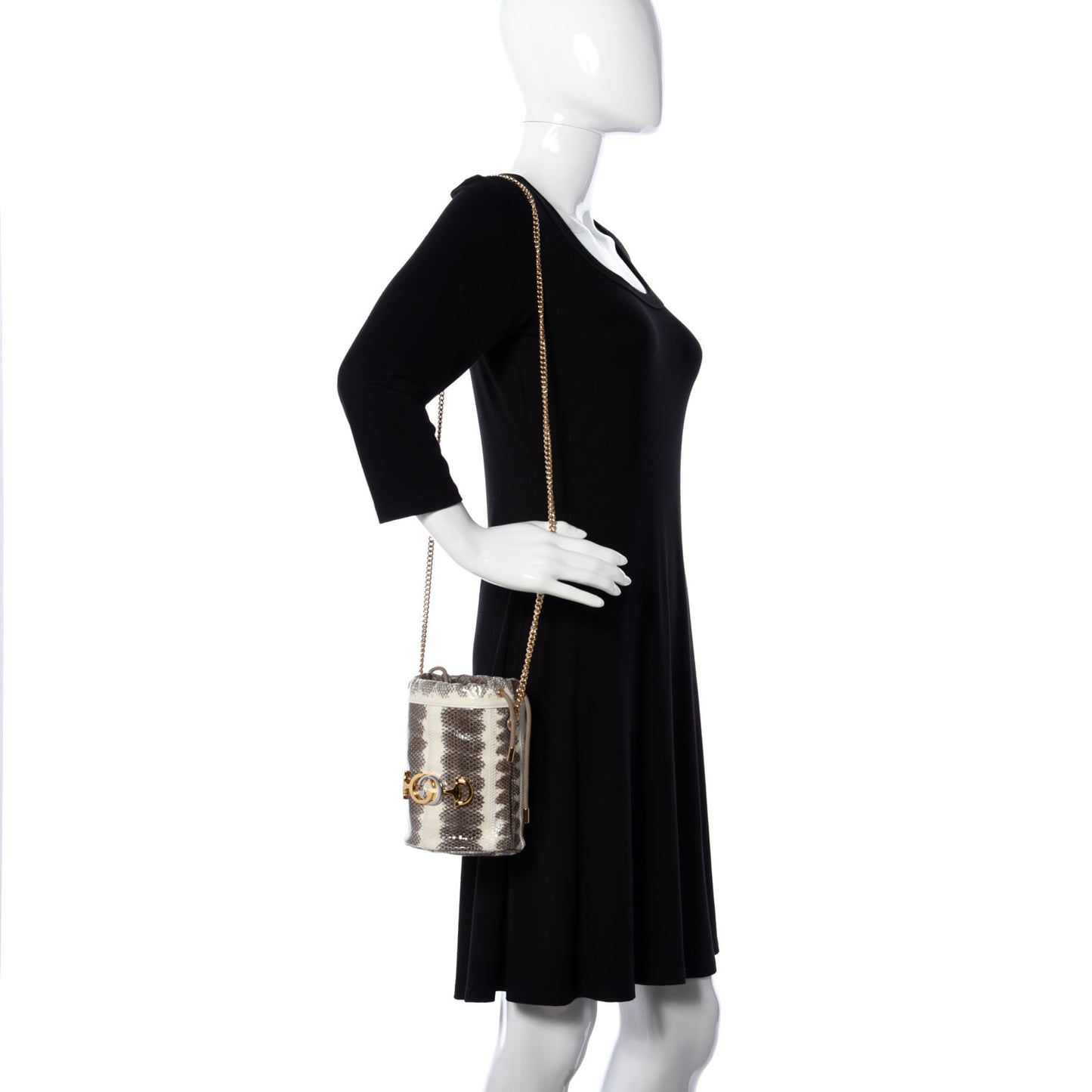 Snakeskin Mini Zumi Bucket Bag Grey