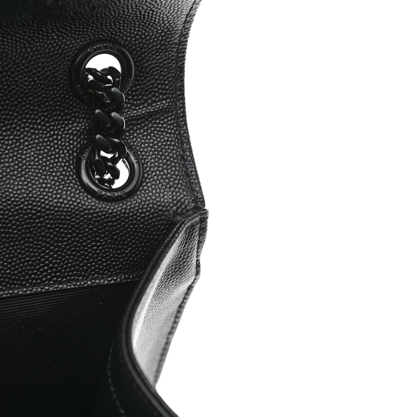 Grain De Poudre Textured Mixed Matelasse Triquilt Medium Monogram Satchel Black