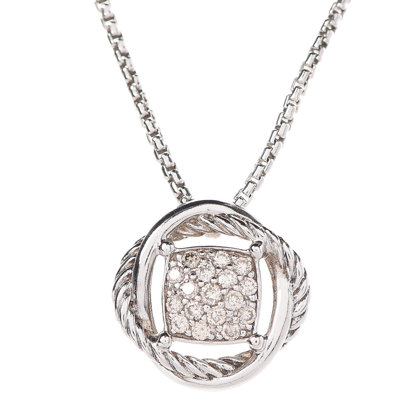 Sterling Silver Diamond 7mm Infinity Pendant Necklace