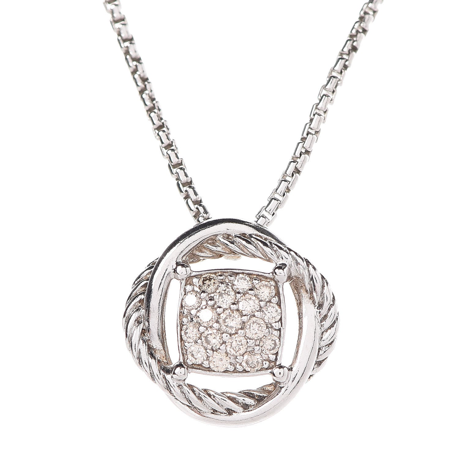 David Yurman Sterling Silver Diamond 7mm Infinity Pendant Necklace 4 of 6
