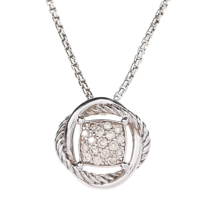David Yurman Sterling Silver Diamond 7mm Infinity Pendant Necklace 4 of 6