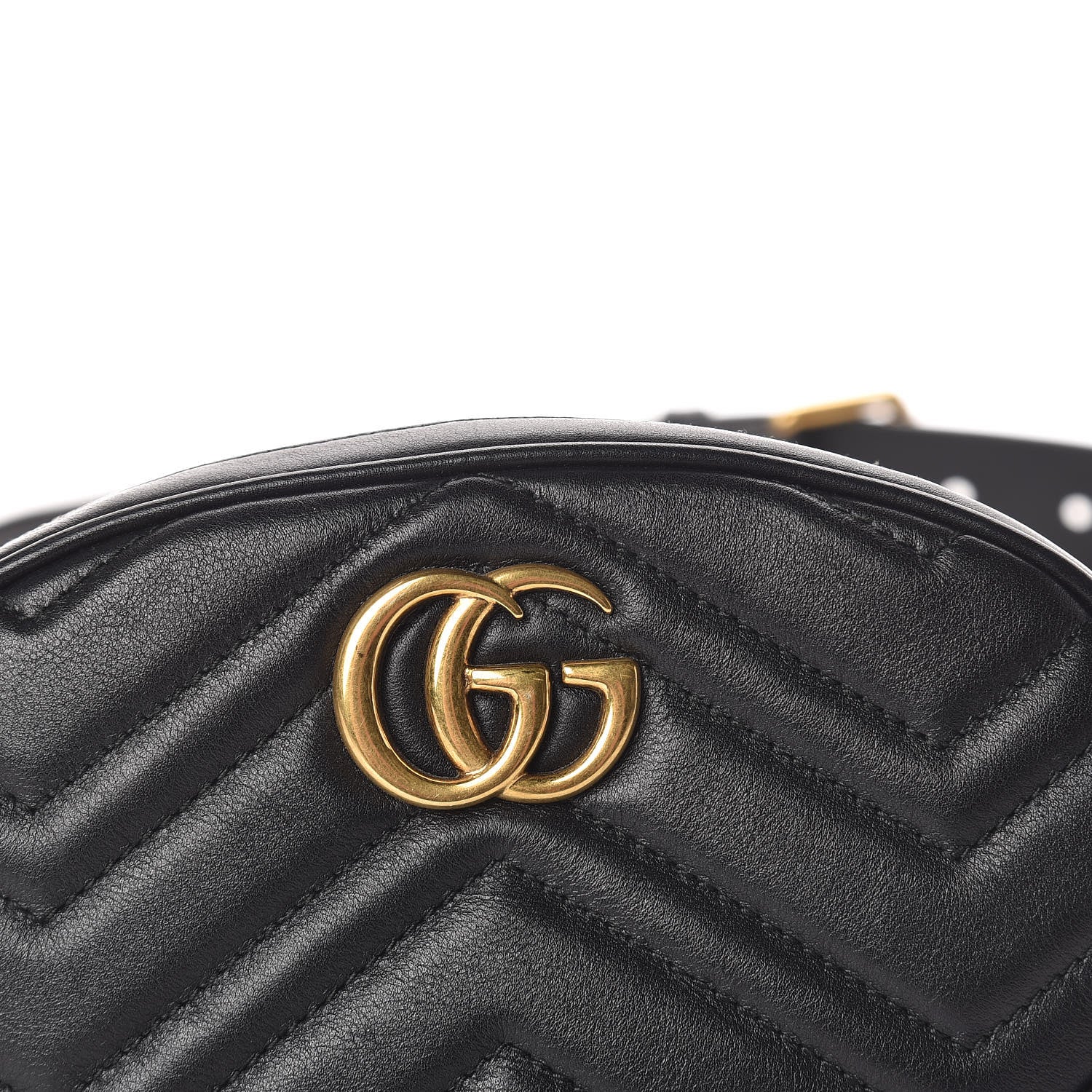 Gucci Calfskin Matelasse GG Marmont Belt Bag 95 38 Black 12 of 13