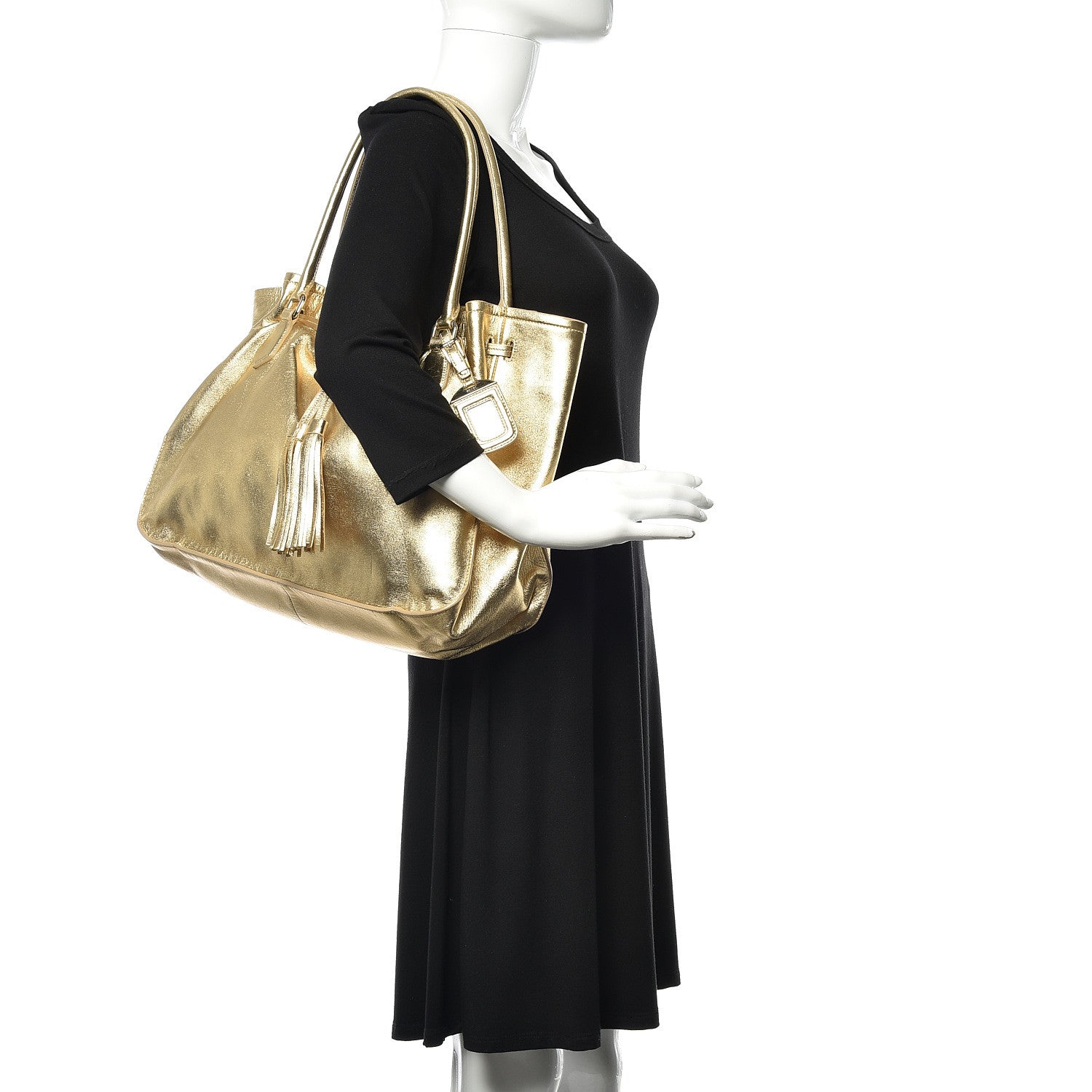 Prada Nappa Soft Drawstring Tote Platino 2 of 12