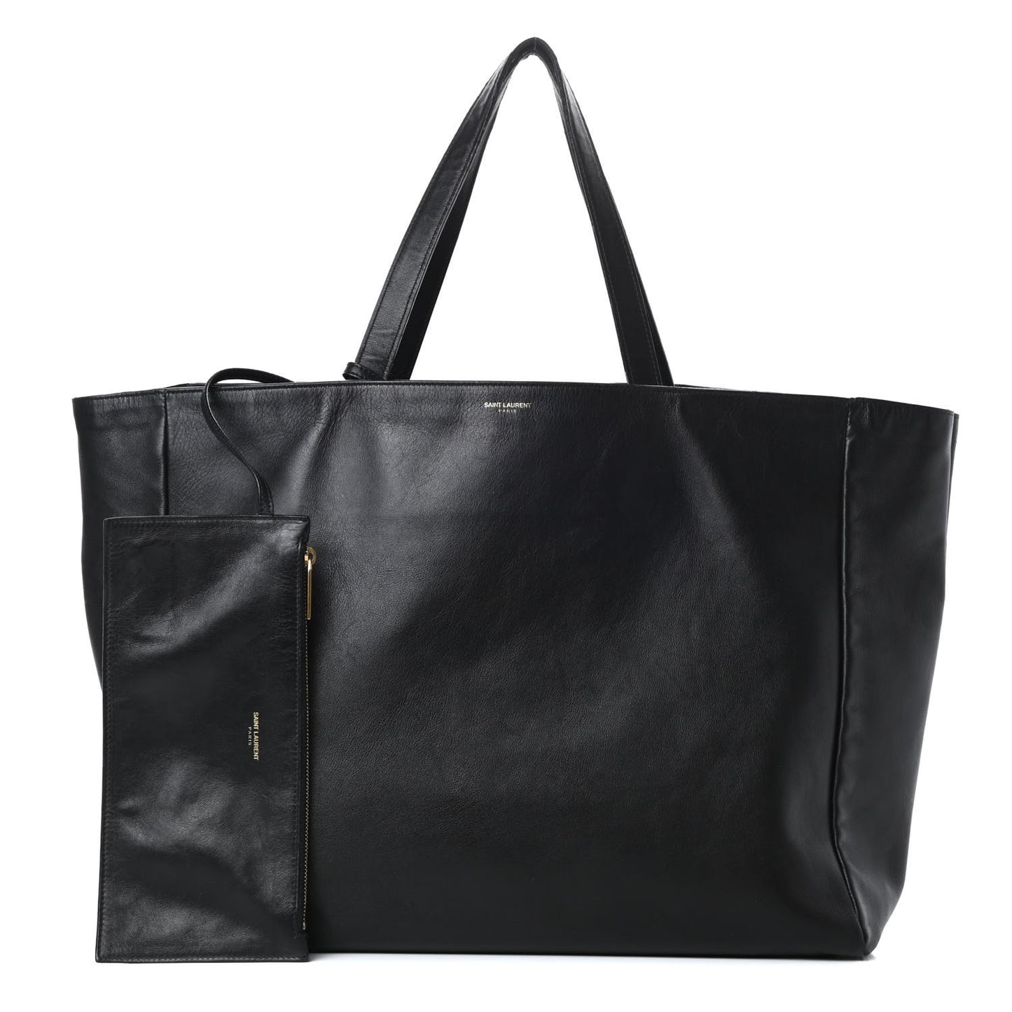 Calfskin Suede Reversible East West Shopper Tote Black