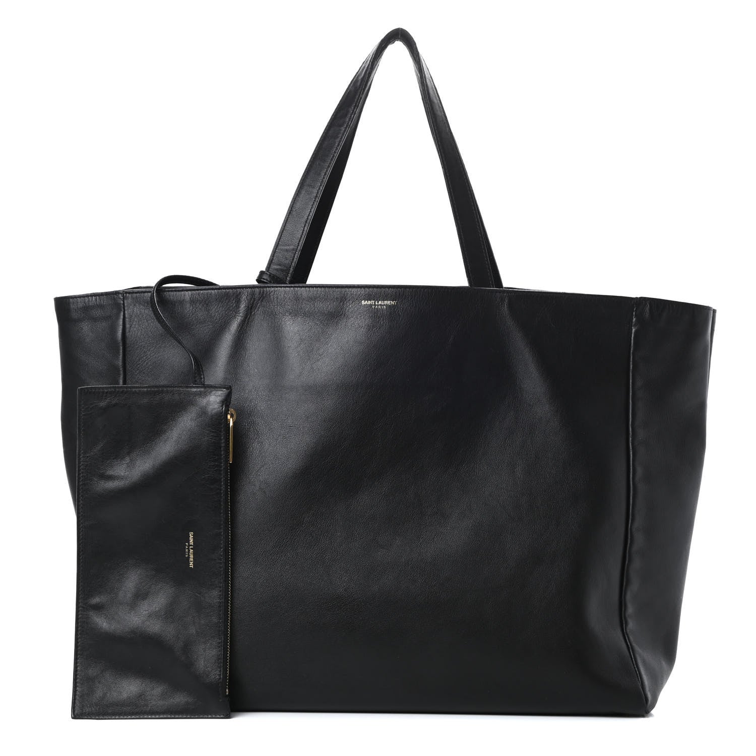 Saint Laurent Calfskin Suede Reversible East West Shopper Tote Black 1 of 20